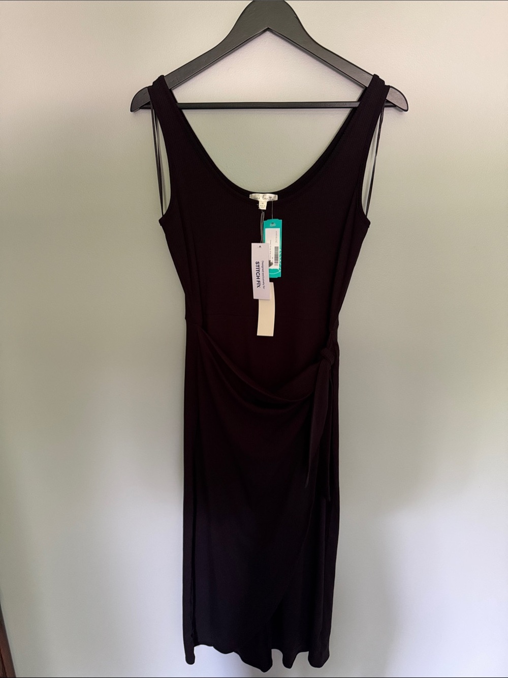 Sleeveless Black Wrap-Detail Dress
